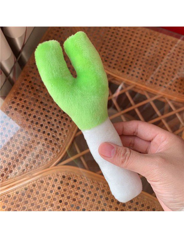 Cute cartoon plush green onion strip pillow doll plush toy creativity funny cat pet bite