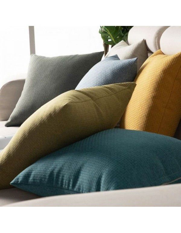 Pillow cover thickened color simple pillow sitting room sofa cushion office bedside cloth waist pillow back