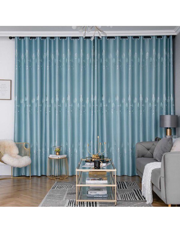 Double sided curtain rent room, no punching installation, simple thickened balcony, sunshade curtain rod, full set of finished curtain cloth