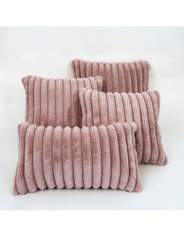 Wholesale simple rabbit hair stripe living room balcony sofa cushion bedroom bedding office lunch break pillow