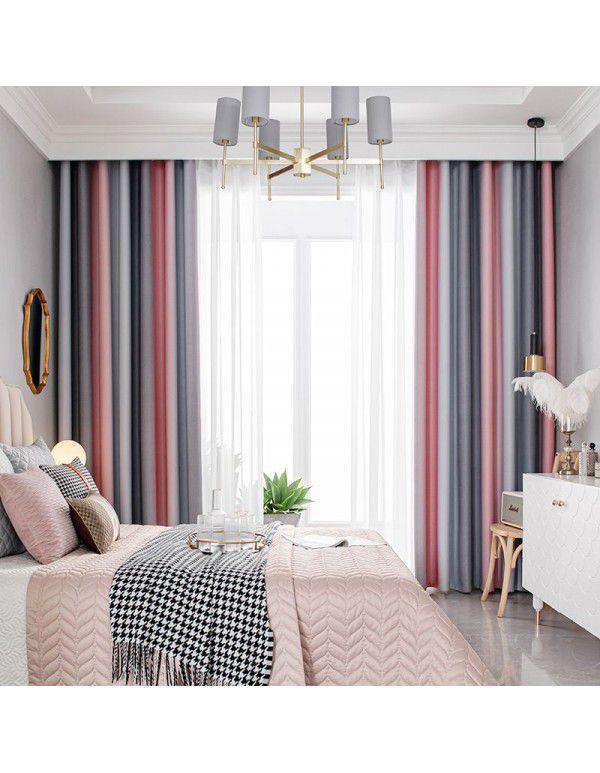 Morandi Blue Blackout Curtain New Year Curtain Bedroom Living Room Float Window Hook Short Curtain Hot Sales List