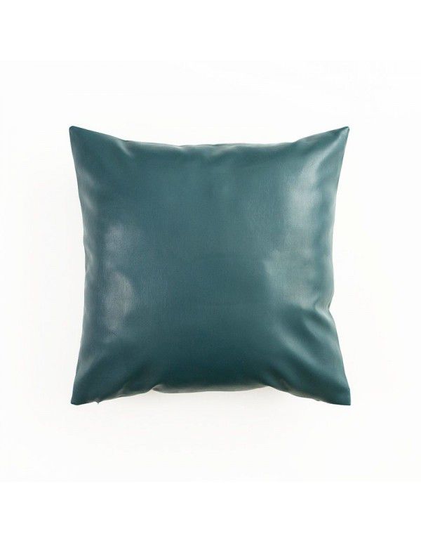 Soft imitation cow leather light luxury pillow cover leather texture waist pillow living room sofa science and technology cloth cushion imitation leather pillow