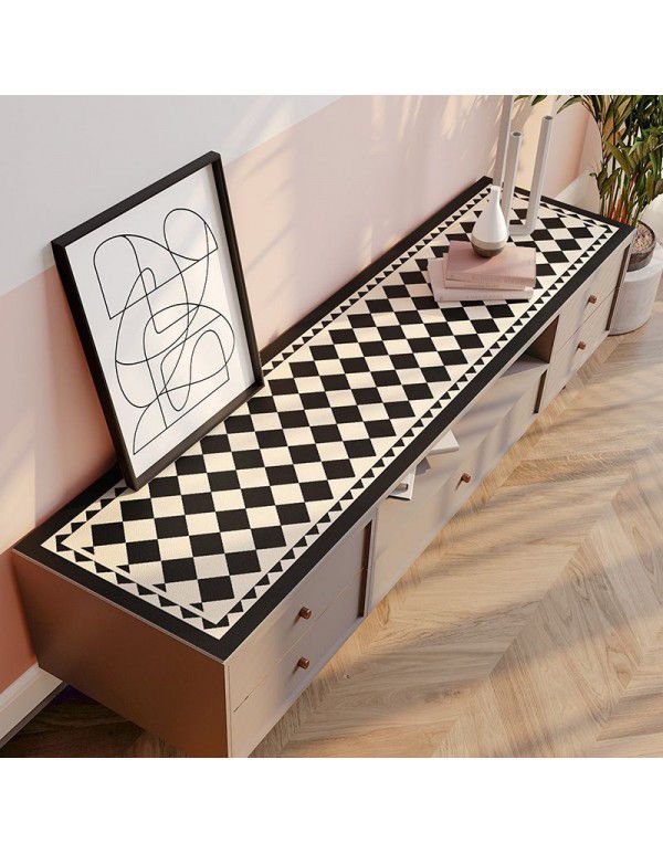 Chessboard TV cabinet mat Light luxury porch cabinet mat Table cloth Tea table mat Shoe cabinet table top waterproof oil proof table mat