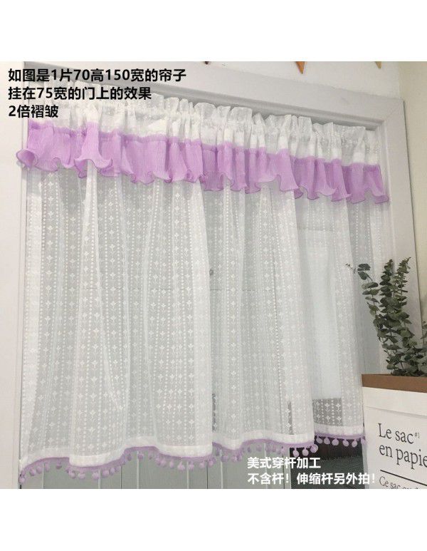 Finished American kitchen, no punching, short curtain, small curtain, screen curtain, half cabinet, half curtain, curtain head decoration