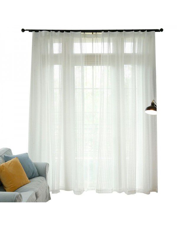Simple cotton and linen Nordic style curtains, window screens, bedroom balconies, living rooms, lattices, and finished solid curtains, screen curtains