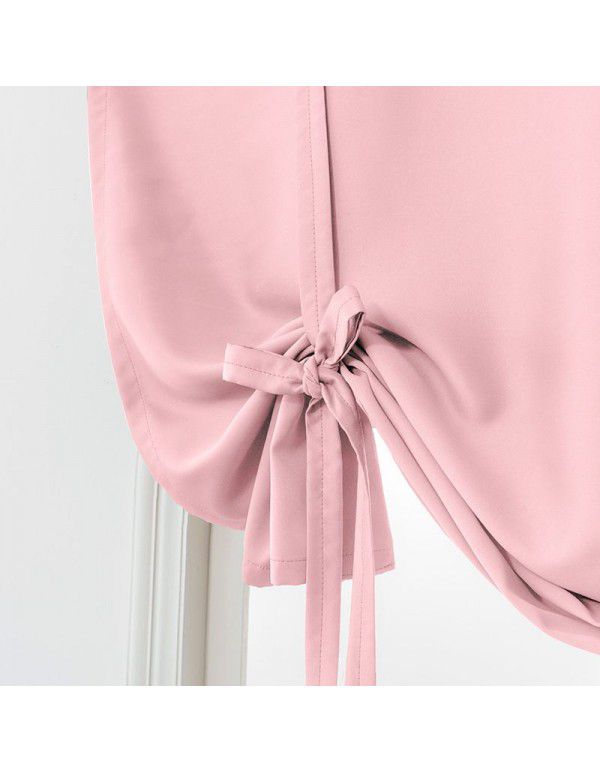 Hot Sale New Modern Simple High Precision Double Sided Matte High Blackout Solid Rome Short Curtain