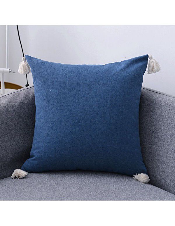 Nordic linen tassel pillow cover American style garden sofa pillow office waist pillow bedside cushion waist back wholesale