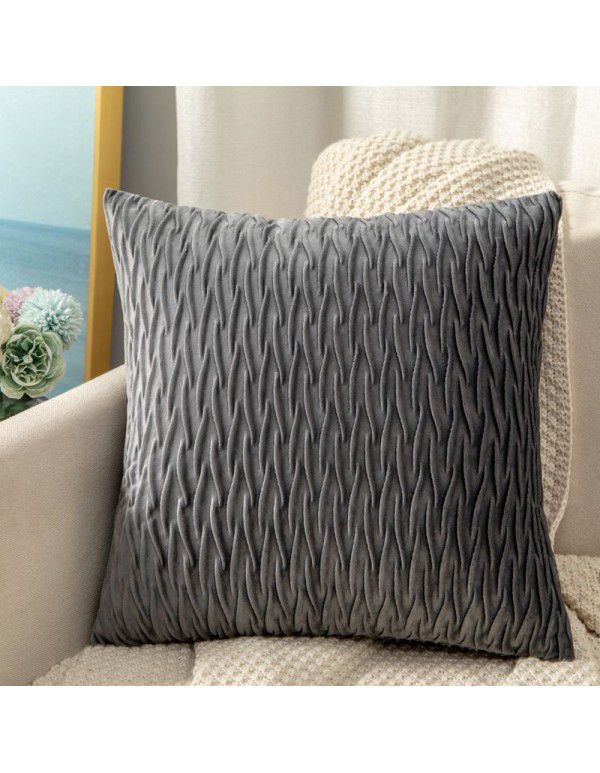 Cross border solid velvet pleated pillowcase Dutch velvet sofa cushion bedside pillow office waist support
