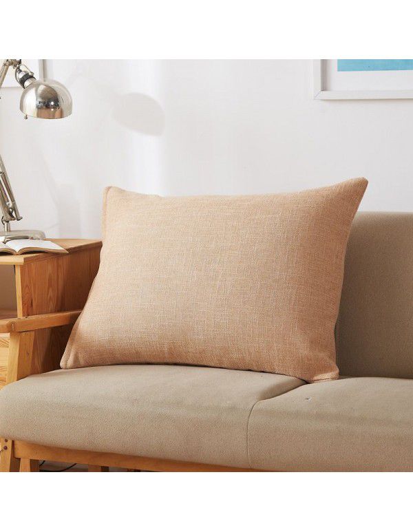 Solid color waist pillow sofa pillow thickened linen cushion living room large 607080 rectangular pillow headboard
