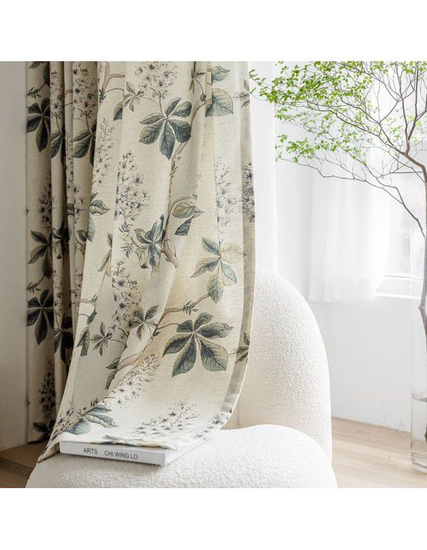 Nordic style curtains, living room, bedroom, cotton and linen blackout curtains, customized modern simple curtain cloth printing, new model 2021
