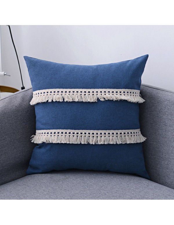 Nordic linen tassel pillow cover American style garden sofa pillow office waist pillow bedside cushion waist back wholesale