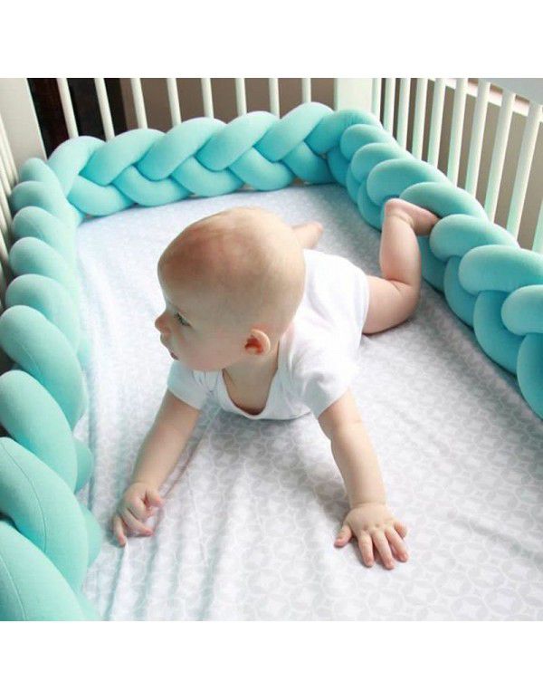 Ins Popular Danish Knitted Long Knot Throw Pillow kont Ball Three Strand fried dough twist Braid Baby Bed Anti collision Bed Circumference
