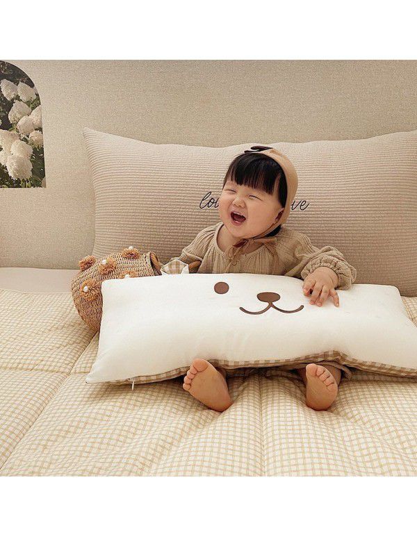 Ins cute embroidered bear pillow can be embroidered bear pillow pillow children's room photo props