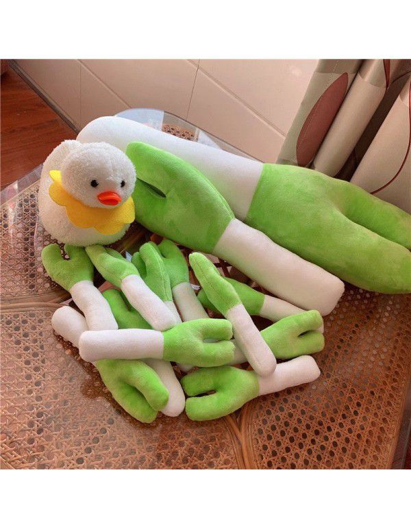 Cute cartoon plush green onion strip pillow doll plush toy creativity funny cat pet bite