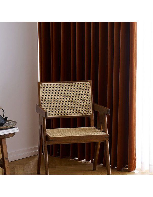 919 Australian wool burnt sugar curtain retro living room bedroom shading thickened velvet velvet
