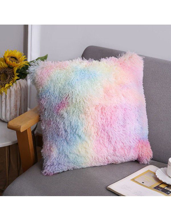 Plush Throw Pillow 2022 Cross border Amazon New Product Solid Color Sofa Cushion Cover Sea Velvet Office Home Cushion