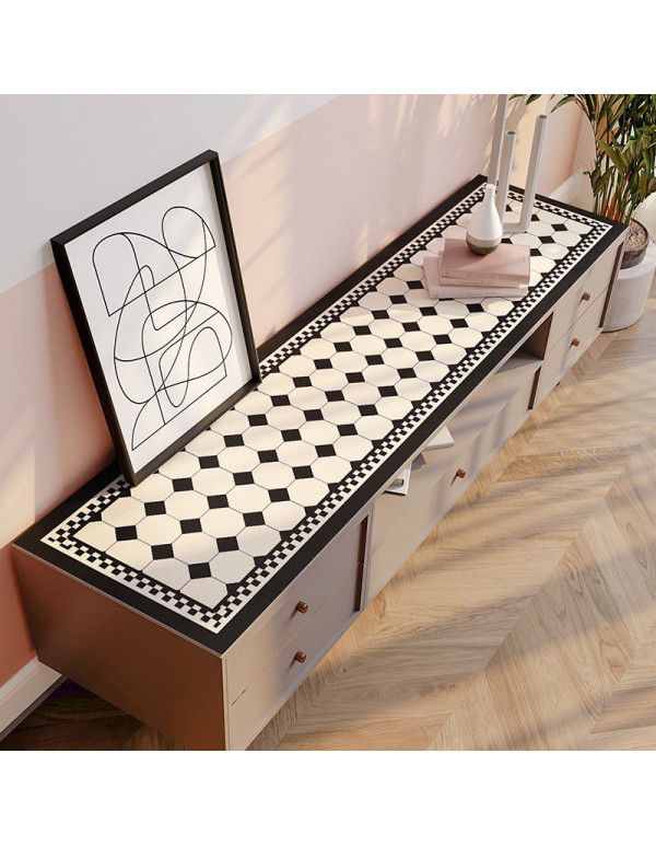 Chessboard TV cabinet mat Light luxury porch cabinet mat Table cloth Tea table mat Shoe cabinet table top waterproof oil proof table mat