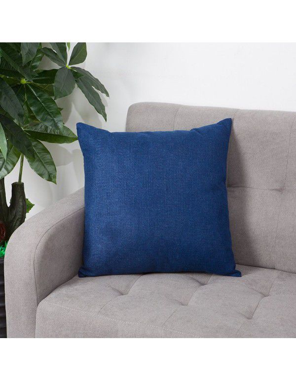 Nordic solid cotton linen pillow sofa cushion cover living room bedroom car office backrest multicolor modern simplicity