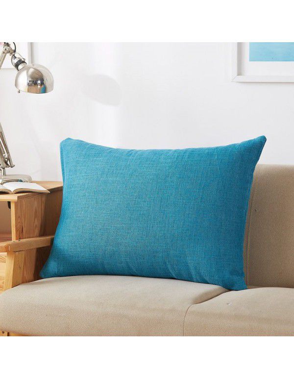 Solid color waist pillow sofa pillow thickened linen cushion living room large 607080 rectangular pillow headboard