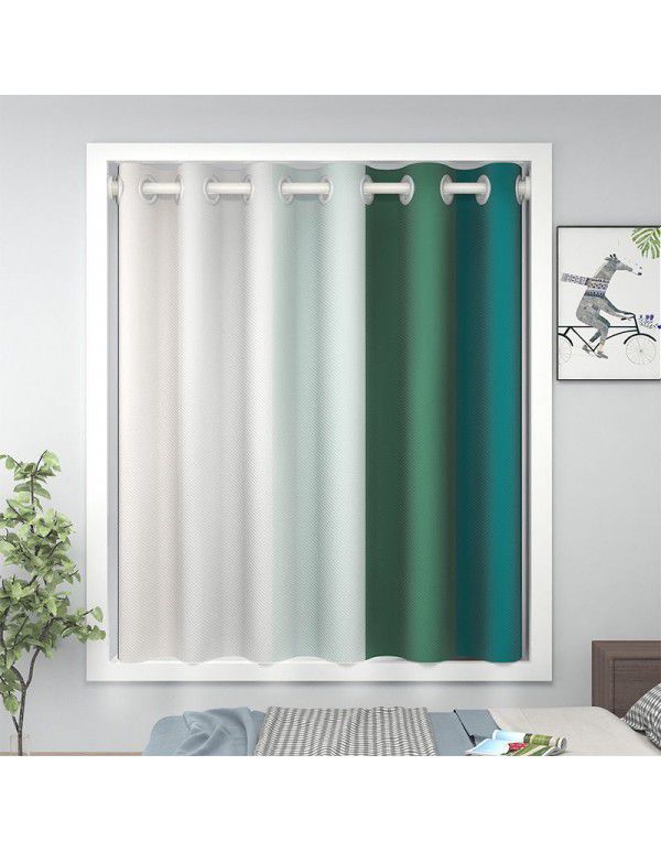 Blackout curtains, small windows in bedroom, short, no punching installation, telescopic rod, full blackout cloth, curtain, float window, thermal insulation