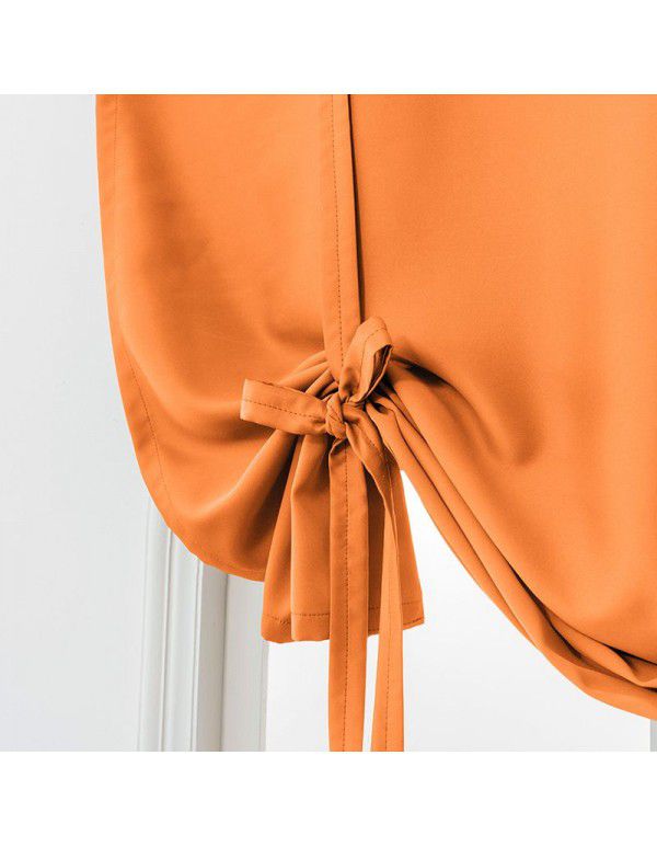 Hot Sale New Modern Simple High Precision Double Sided Matte High Blackout Solid Rome Short Curtain