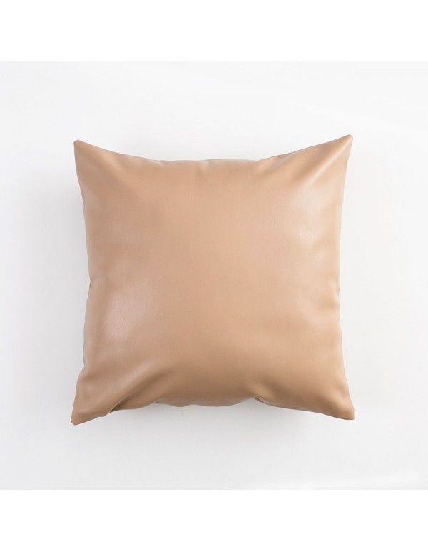 Soft imitation cow leather light luxury pillow cover leather texture waist pillow living room sofa science and technology cloth cushion imitation leather pillow