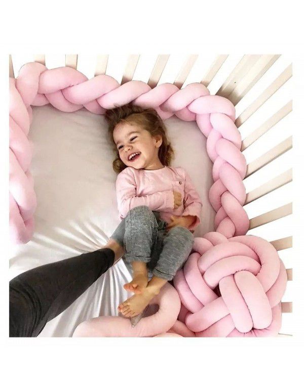 Ins Popular Danish Knitted Long Knot Throw Pillow kont Ball Three Strand fried dough twist Braid Baby Bed Anti collision Bed Circumference