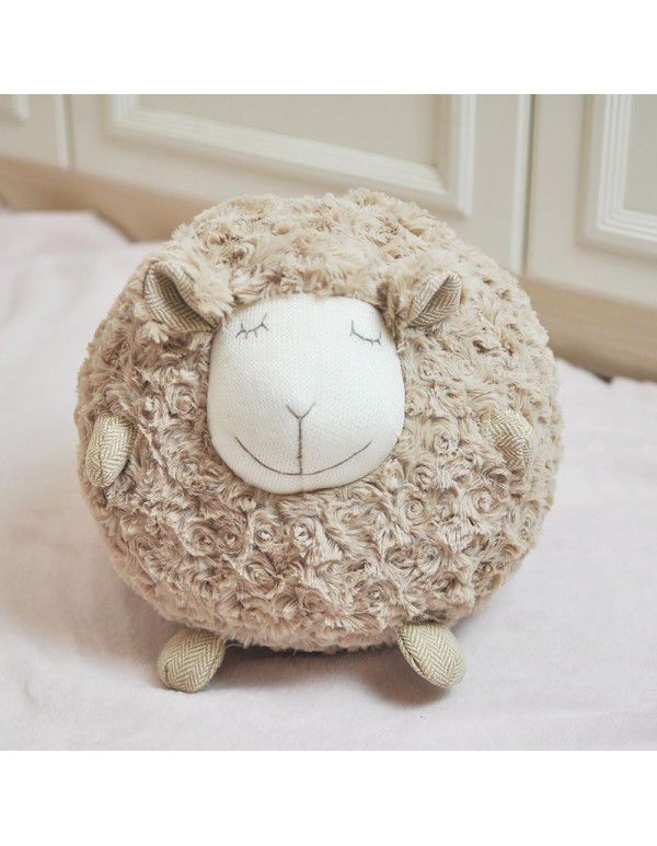 Exported to South Korea Single Little Sheep Doll Pillow Lovely Round Ball Sheep Plush Toy Comfort Puppy Sheep Pillow Doll