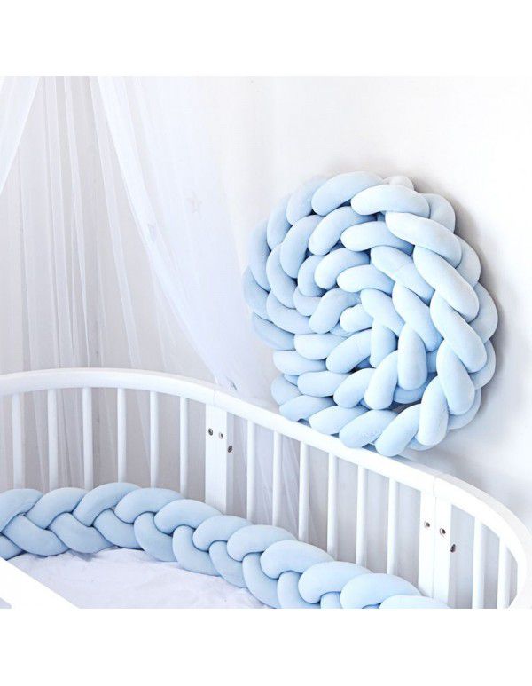 Ins Popular Danish Knitted Long Knot Throw Pillow kont Ball Three Strand fried dough twist Braid Baby Bed Anti collision Bed Circumference
