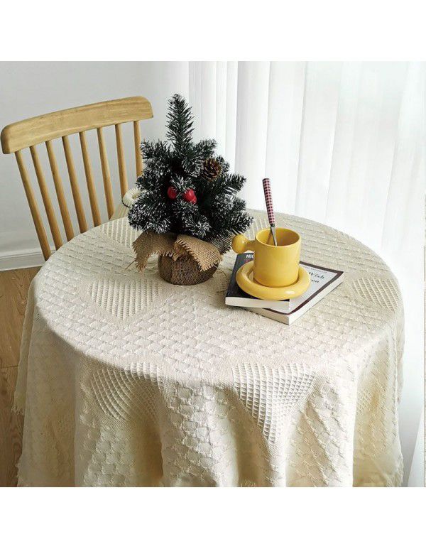 Japanese network red round tablecloth Nordic style white tablecloth tea table mat background cloth dessert table cover