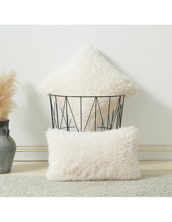 Pure color plush cashmere autumn and winter straw wool cushion cover ins wind non core pillow waist linen cushion cover