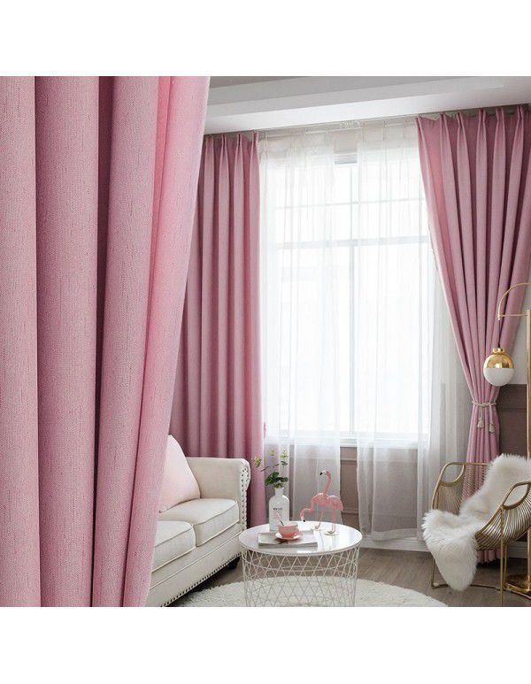 Curtains, shading, heat insulation, sunscreen, new full shade cloth, hook type bedroom screen curtain, simple Nordic style