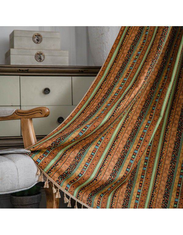 Cloth father curtain, finished American Bohemian ethnic style, cotton and linen printing, sound insulation, shading, partition curtain, window cloth