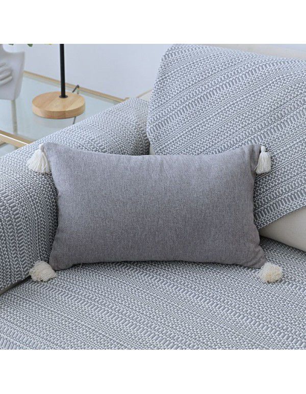 Nordic linen tassel pillow cover American style garden sofa pillow office waist pillow bedside cushion waist back wholesale