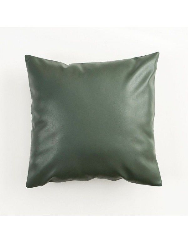 Soft imitation cow leather light luxury pillow cover leather texture waist pillow living room sofa science and technology cloth cushion imitation leather pillow