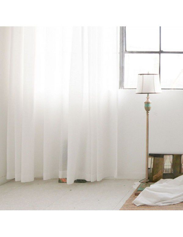 Pure white atmospheric vertical texture curtain gauze curtain, living room, floating window, transparent yarn curtain fabric