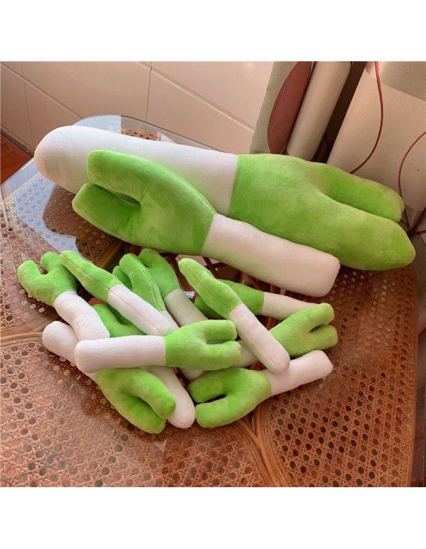 Cute cartoon plush green onion strip pillow doll plush toy creativity funny cat pet bite