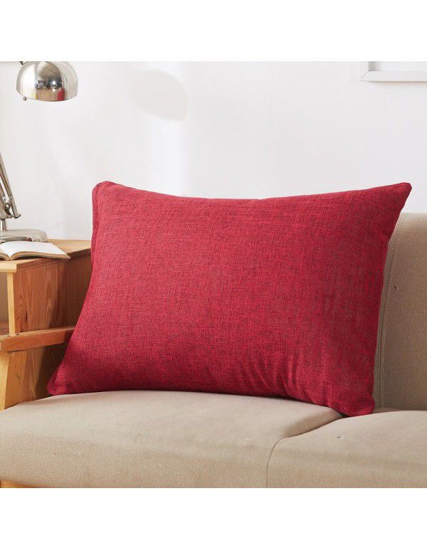 Solid color waist pillow sofa pillow thickened linen cushion living room large 607080 rectangular pillow headboard