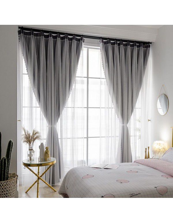 Net red blackout curtain hollow star bedroom hole free ins double decker deluxe floating window starry sky cloth wholesale