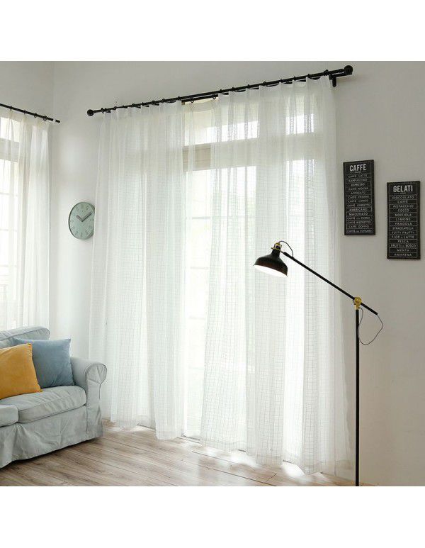 Simple cotton and linen Nordic style curtains, window screens, bedroom balconies, living rooms, lattices, and finished solid curtains, screen curtains