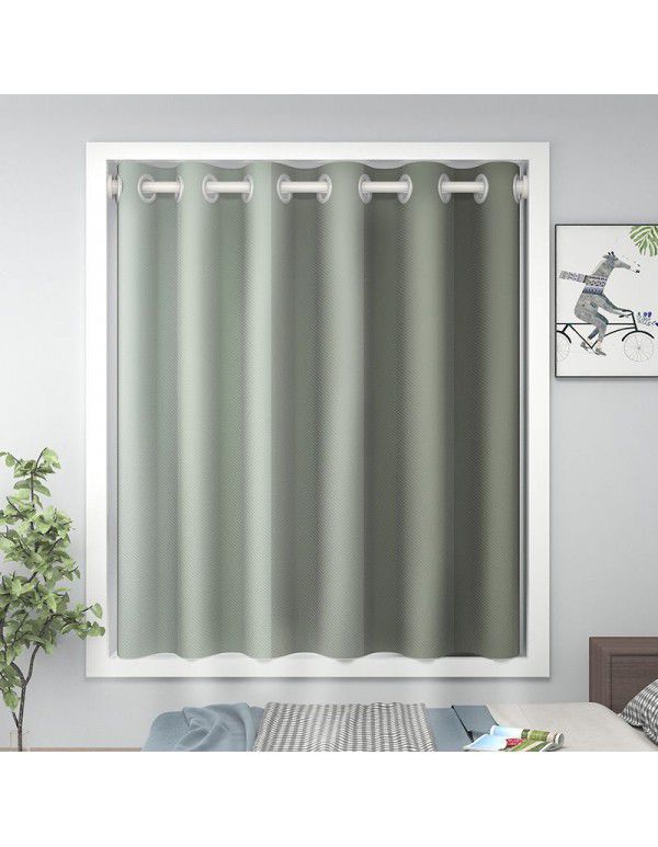 Blackout curtains, small windows in bedroom, short, no punching installation, telescopic rod, full blackout cloth, curtain, float window, thermal insulation