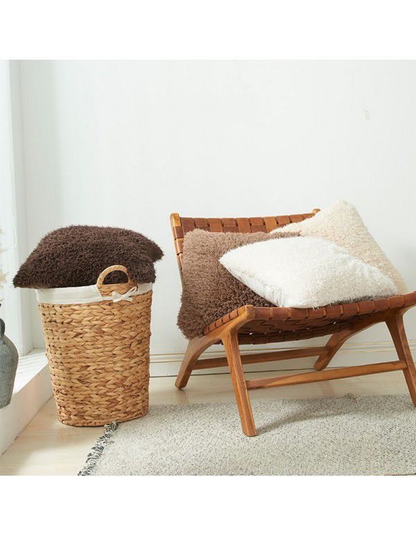Pure color plush cashmere autumn and winter straw wool cushion cover ins wind non core pillow waist linen cushion cover