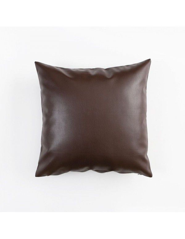 Soft imitation cow leather light luxury pillow cover leather texture waist pillow living room sofa science and technology cloth cushion imitation leather pillow