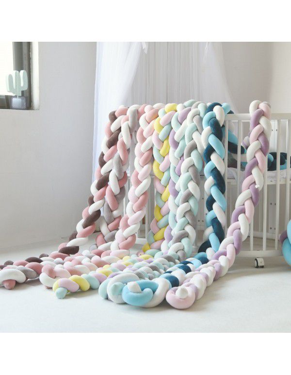 Ins Popular Danish Knitted Long Knot Throw Pillow kont Ball Three Strand fried dough twist Braid Baby Bed Anti collision Bed Circumference