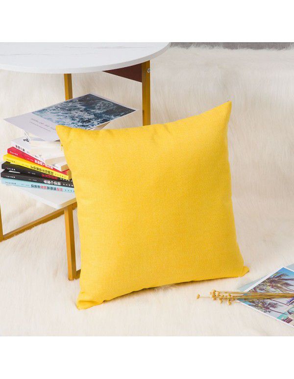 Nordic solid cotton linen pillow sofa cushion cover living room bedroom car office backrest multicolor modern simplicity