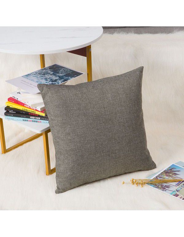 Nordic solid cotton linen pillow sofa cushion cover living room bedroom car office backrest multicolor modern simplicity