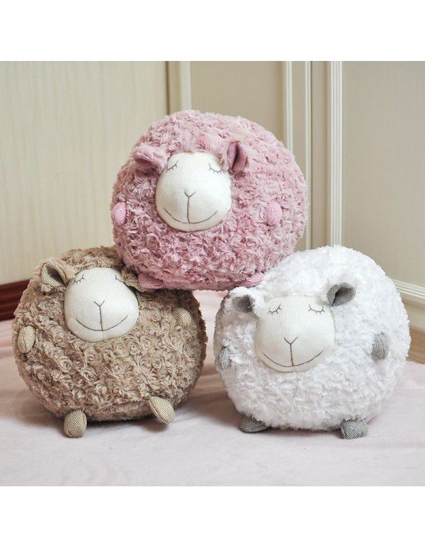 Exported to South Korea Single Little Sheep Doll Pillow Lovely Round Ball Sheep Plush Toy Comfort Puppy Sheep Pillow Doll