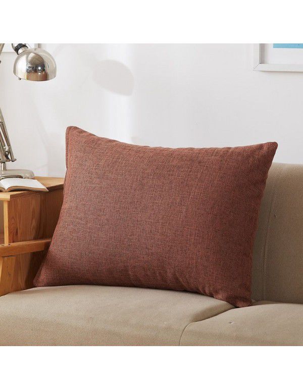 Solid color waist pillow sofa pillow thickened linen cushion living room large 607080 rectangular pillow headboard