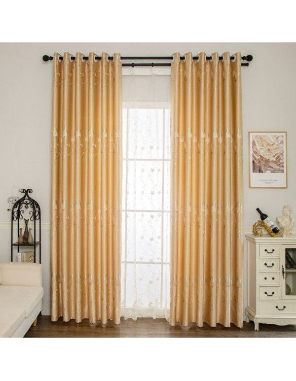 Double sided curtain rent room, no punching installation, simple thickened balcony, sunshade curtain rod, full set of finished curtain cloth