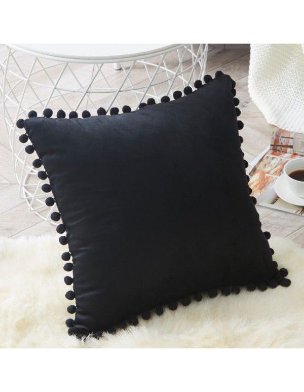 Nordic ins style pillowcase cross-border ball ball velvet solid color pillowcase office sofa pillow bedside cushion